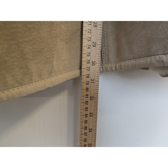 VTG Winlet‎ Leather Coat Jacket  Womens M Faux Fur Lined Tan 80s Suede Leather - Picture 8 of 14
